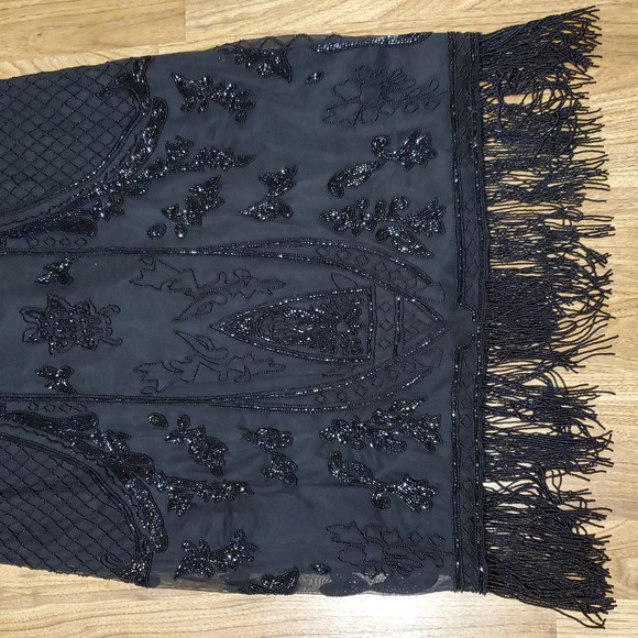 Lauren Ralph Beaded Sleeveless Cocktail Dress Fringe Beaded Embroidery Womens 16 - Picture 5 of 16